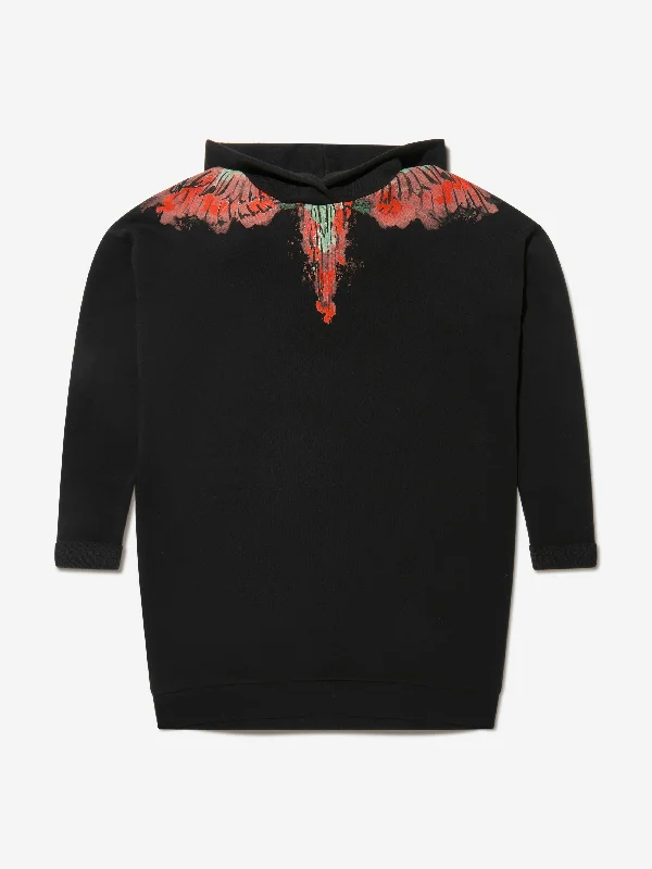 Marcelo Burlon Girls Cotton Wings Hoodie Dress Hoodie with Bell Sleeves Flared Feminine