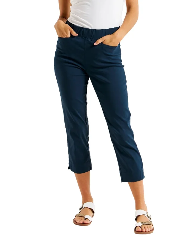 Crop Bengaline Pant Navy Trendy Printed Pants