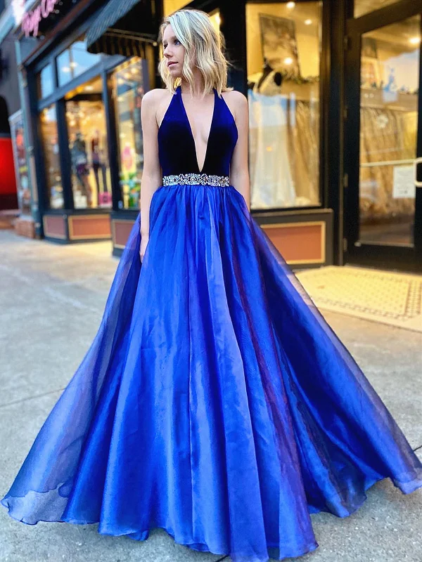 V Neck Backless Blue Prom Dresses, Open Back Blue V Neck Formal Evening Dresses Casual Short Summer V Neck Backless Blue Prom Dresses, Open Back Blue V Neck Formal Evening Dresses Casual Short Summer