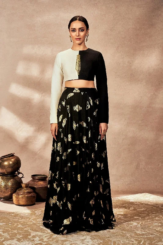 Black Potters Touch Skirt Set velvet skirt luxury