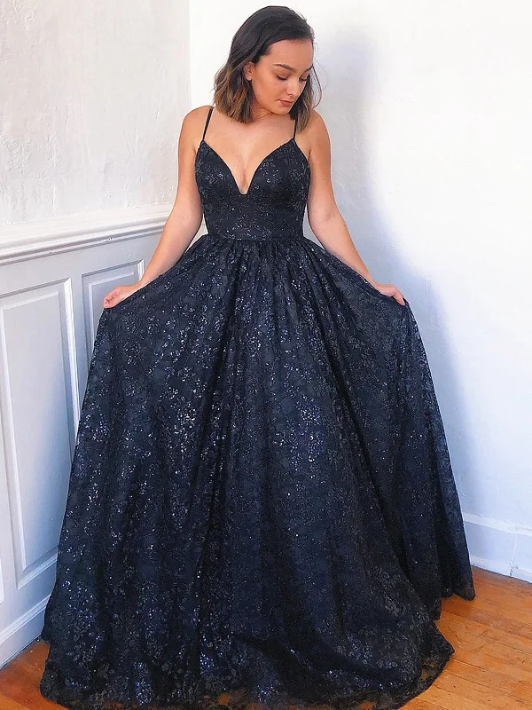 A Line V Neck Navy Blue Lace Prom Dresses, Dark Blue Lace Formal Evening Dresses Tunics Yoga stretchy A Line V Neck Navy Blue Lace Prom Dresses, Dark Blue Lace Formal Evening Dresses Tunics Yoga stretchy