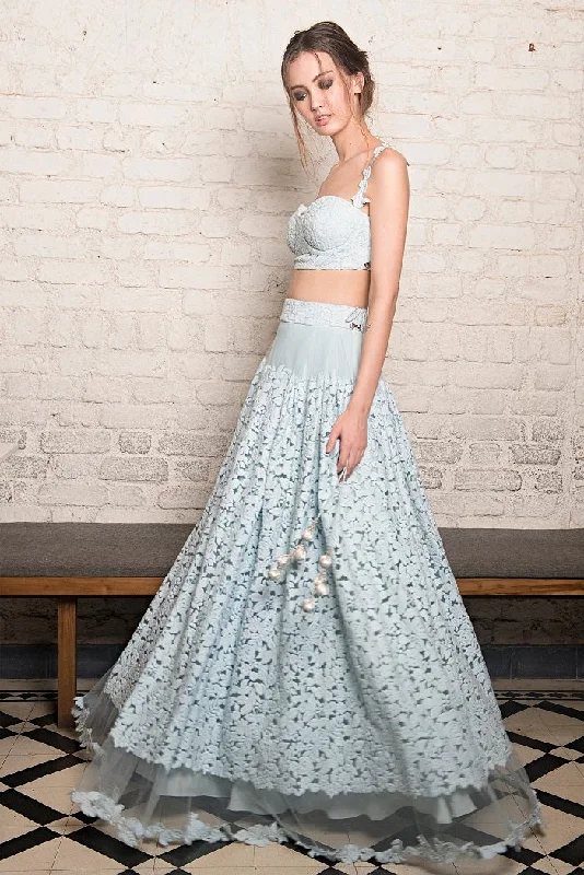 Blue Bralette and skirt corduroy skirt cozy