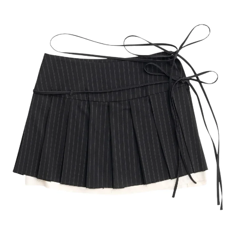[MAISON SPECIAL]Pleats Wrap Mini Skirt/BLACK(21242515205) corduroy skirt comfortable
