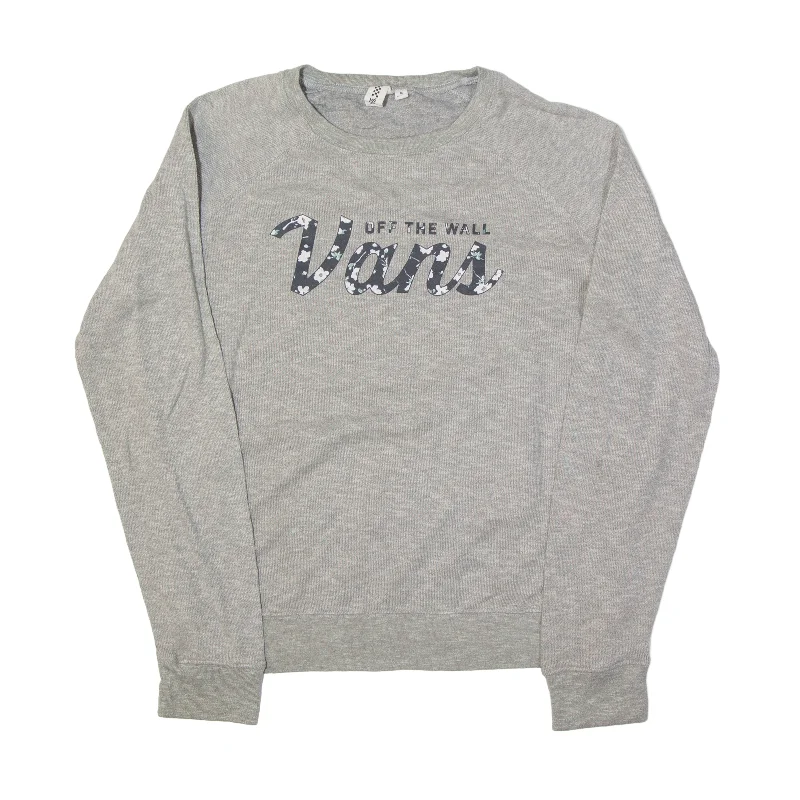 VANS Sweatshirt Grey Womens M Hoodie with Ribbed Cuffs Snug Fit Comfort