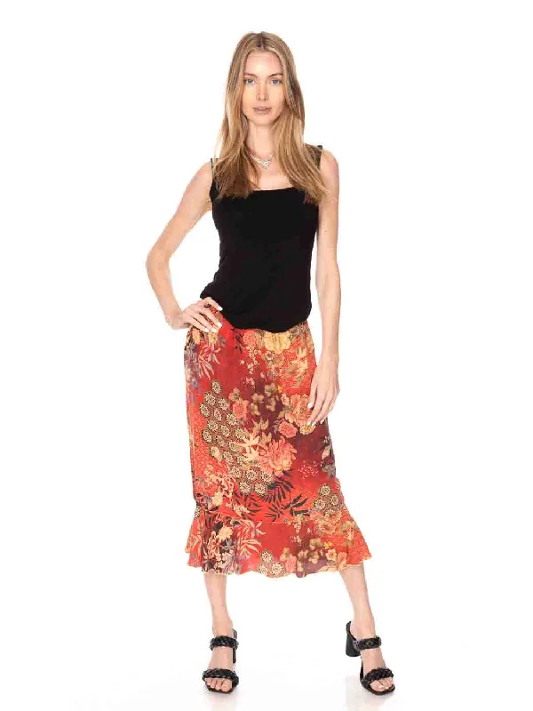 Tianello "Sakura Nights" Washable Silk Tulip Skirt velvet skirt sumptuous