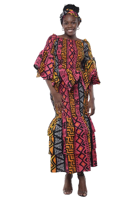 African Zig Zag Hem Top and Fish Tail Skirt Set lace skirt romantic