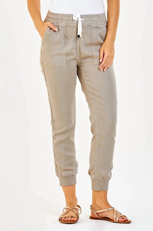 Jacey High Rise Jogger Pants In Desert Sage Relaxed Casual Leggings