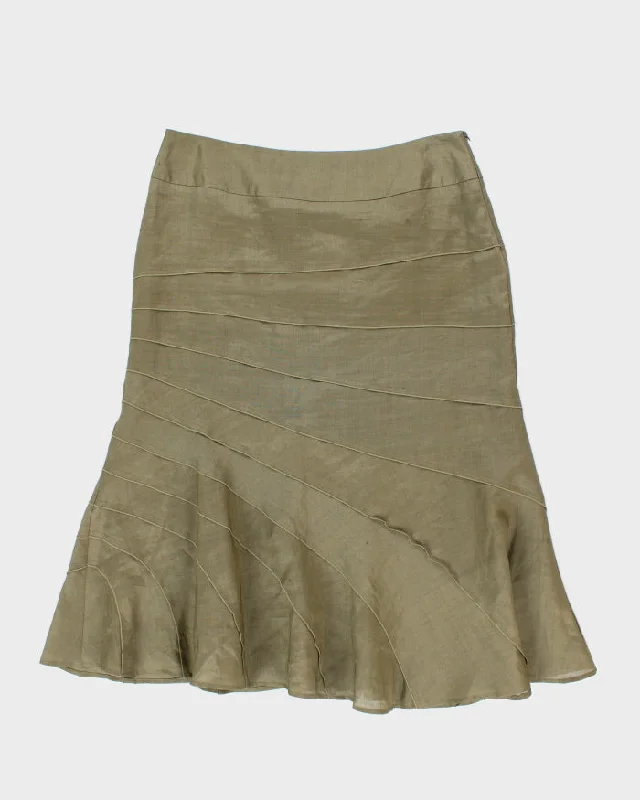 Y2k 00s Gilani Khaki Tiered Skirt - M casual skirt length