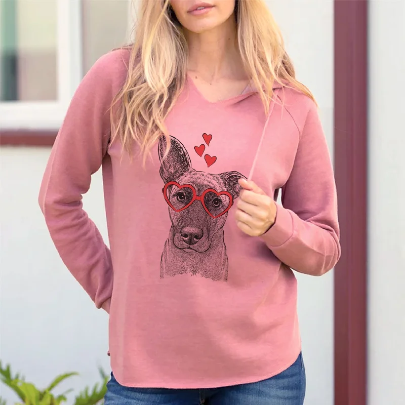 Valentine Zoey the Mixed Breed - Cali Wave Hooded Sweatshirt Hoodie with Hem Elastic Stretchable Comfortable