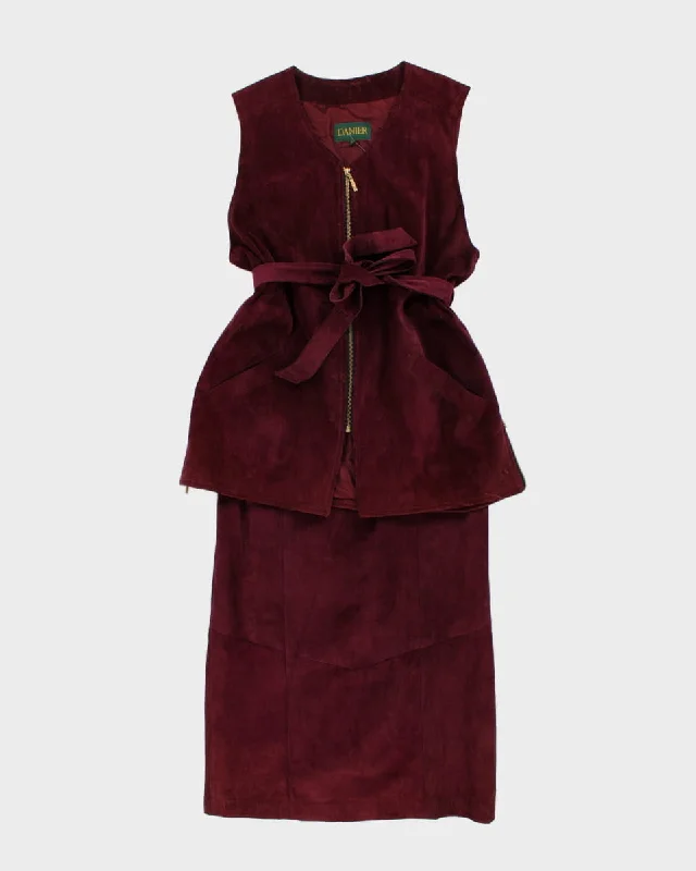 Danier Purple Suede Two Piece Skirt Suit - UK 16 / L summer skirt style