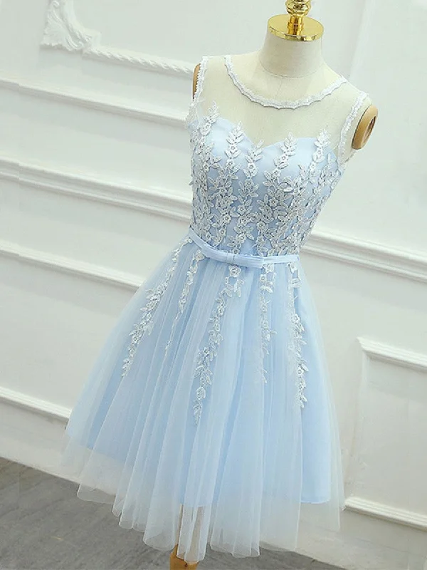 A Line Round Neck Short Blue Lace Prom Dresses, Short Lace Formal Dresses, Blue Lace Graduation Dresses, Homecoming Dresses Tunics Handmade artisanal A Line Round Neck Short Blue Lace Prom Dresses, Short Lace Formal Dresses, Blue Lace Graduation Dresses, Homecoming Dresses Tunics Handmade artisanal