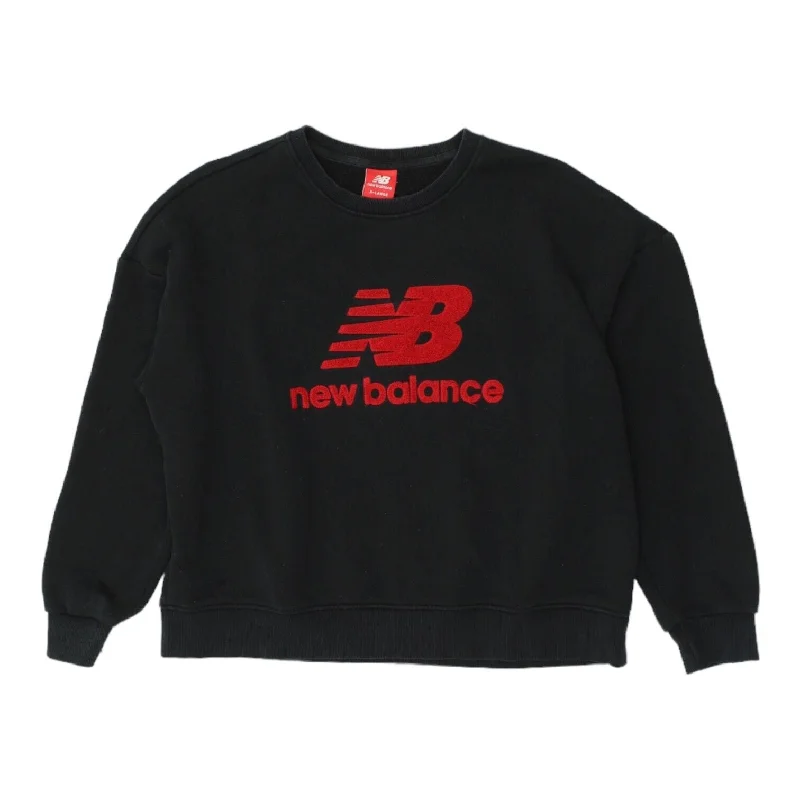 New Balance Big Logo Womens Black Sweatshirt | Sportswear Activewear Jumper Hoodie Crop Top Short Trendy