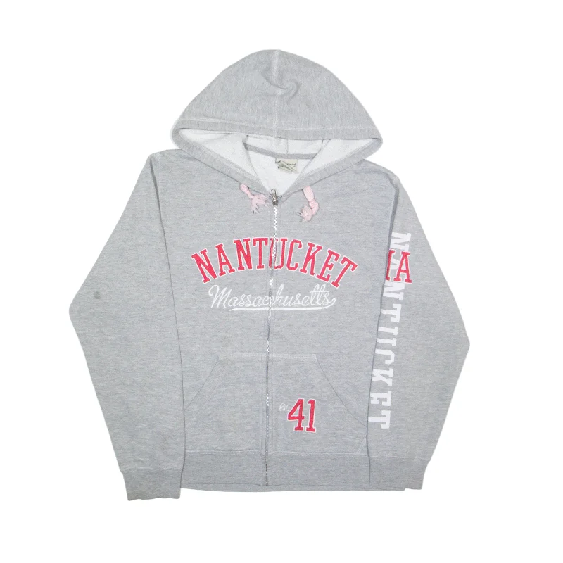 CAMP DAVID Nantucket Massachusetts USA Hoodie Grey Full Zip Womens M Hoodie with Mesh Breathable Sporty