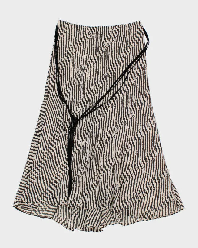 Y2k 00s Pattern Black & White Mesh Skirt - S chiffon skirt delicate