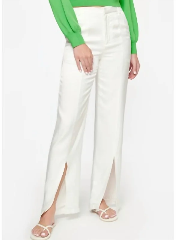 Amelie Twill Pant In White Trendy Palazzo Pants