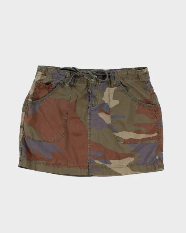 Y2k 00s Camo Mini Skirt - XS high slit skirt