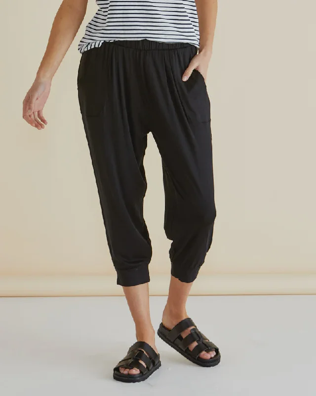Tokyo 3/4 Pant Black Elegant Trouser Pants