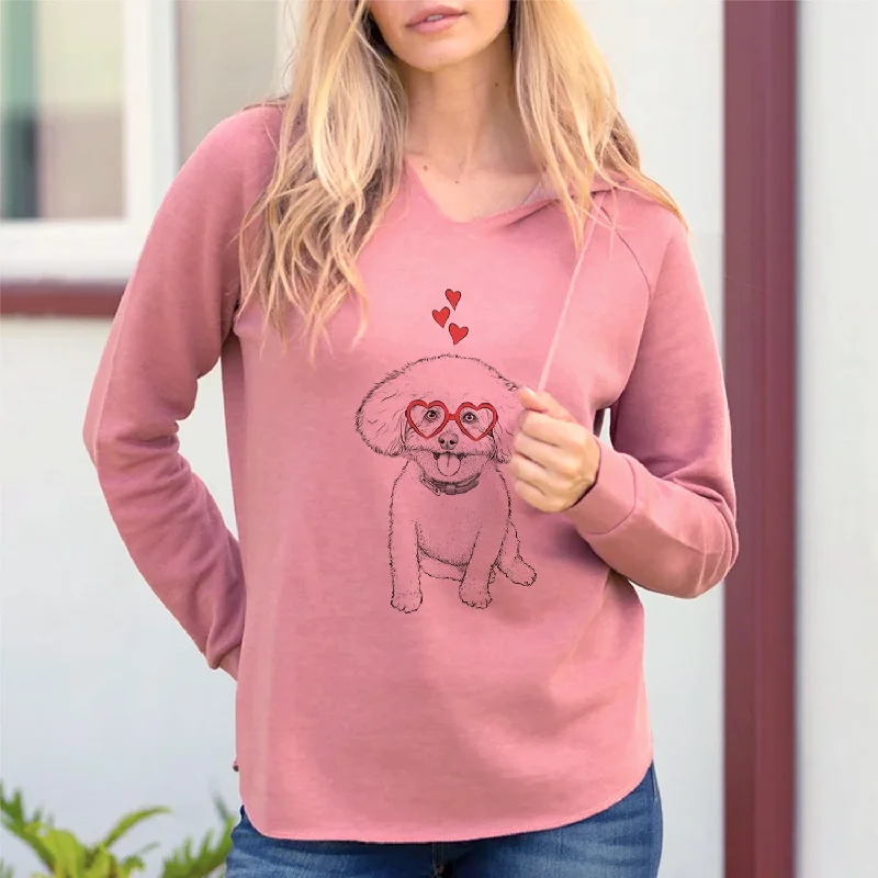 Valentine Peyton the Bichon Frise - Cali Wave Hooded Sweatshirt Hoodie with Back Slit Movement Comfort