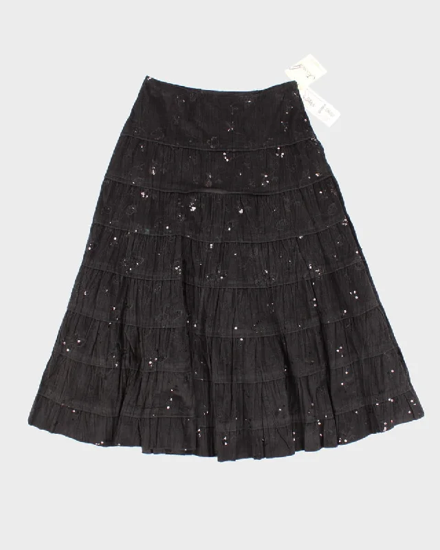 Y2K 00s Jessica Corduroy Sequined Tiered Skirt - M chiffon skirt flowing