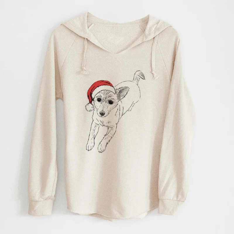 Santa Maisie the Terrier Mix - Cali Wave Hooded Sweatshirt Hoodie with Back Slit Movement Comfort