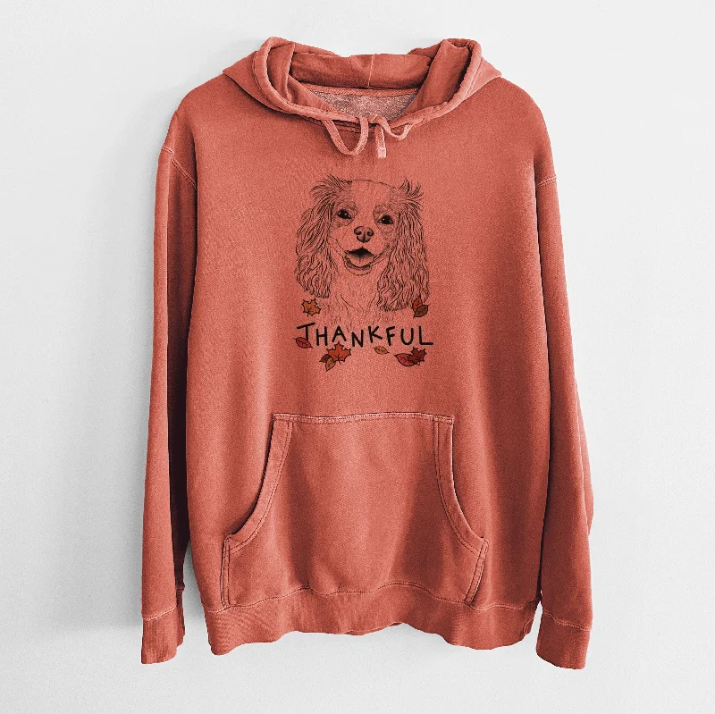 Thankful Halley Comet the Cavalier King Charles Spaniel - Unisex Pigment Dyed Hoodie Hoodie with Relaxed Fit Easy Casual