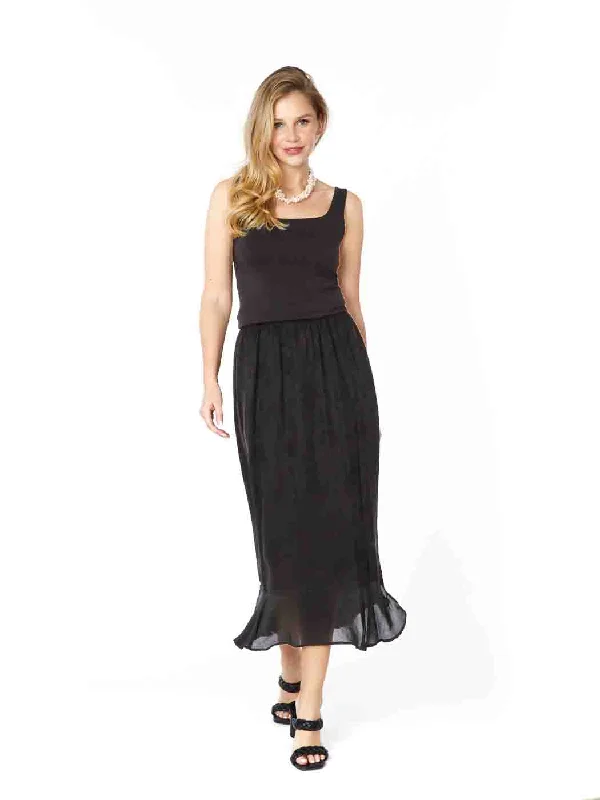 Tianello  Sueded Bemberg - Floral Jacquard - "Tulip" Skirt denim skirt classic
