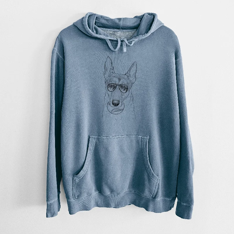 Aviator Greta the German Shepherd - Unisex Pigment Dyed Hoodie Hooded Sweatshirt Casual Wear Street Style