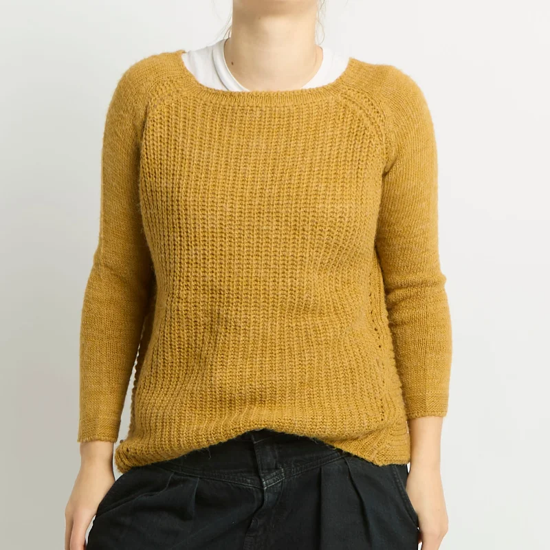 Open Knit Sweatshirt - UK 10 Hoodie with Crew Neck Simple Timeless