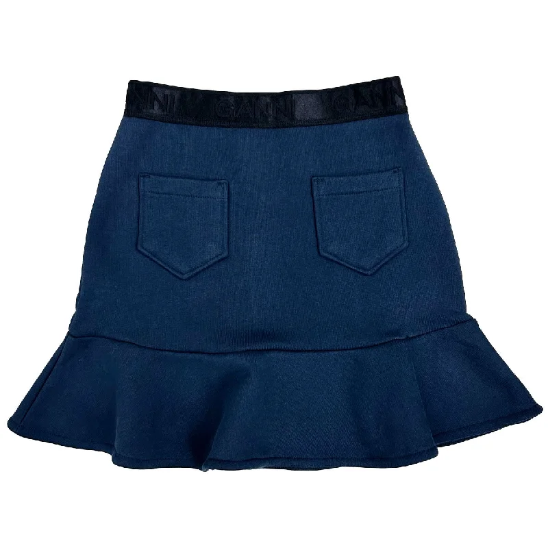 [GANNI]Heavy Fleece Mini SKIRT/SKY(T4074) button skirt front