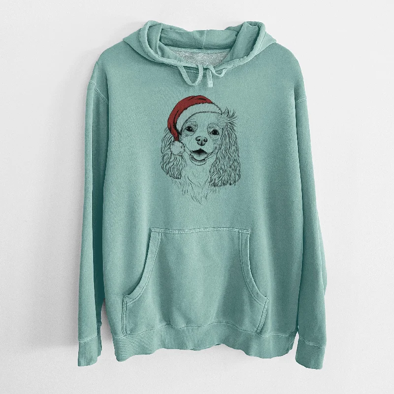 Santa Hat Halley Comet the Cavalier King Charles Spaniel - Unisex Pigment Dyed Hoodie Hoodie with Puffed Sleeves Voluminous Trendy