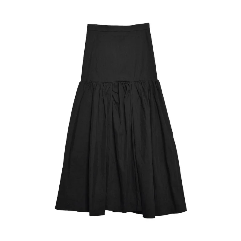 [CLANE]VOLUME GATHER SKIRT/BLACK(17109-6002) wool skirt warm