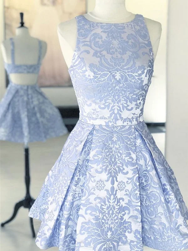 Short Open Back Blue Lace Prom Dresses, Short Blue Lace Formal Graduation Homecoming Dresses Turtleneck Warm Winter Short Open Back Blue Lace Prom Dresses, Short Blue Lace Formal Graduation Homecoming Dresses Turtleneck Warm Winter