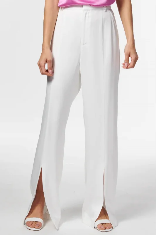 Amelie Twill Pant In White Relaxed Fit Trousers