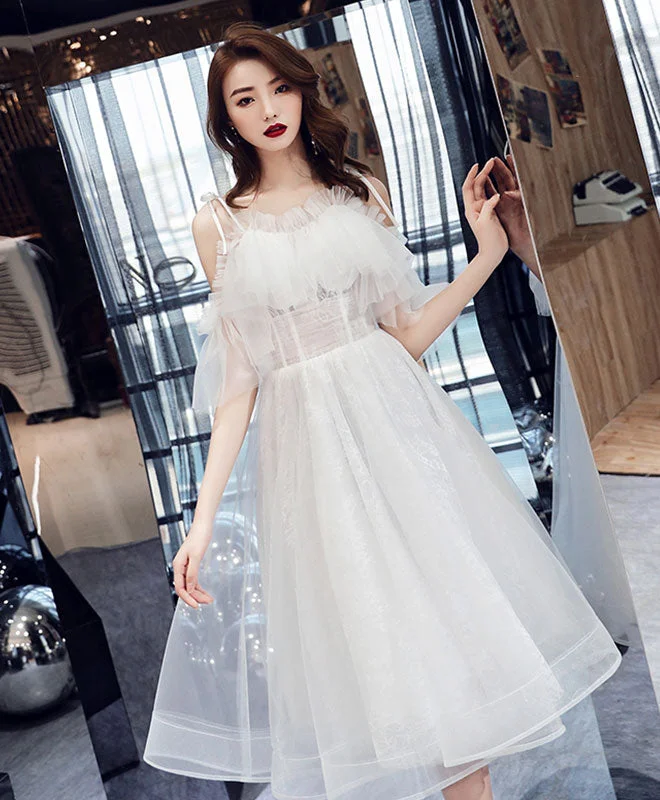 White Tulle Short Prom Dress, White Tulle Homecoming Dress Tunics Trousers formal