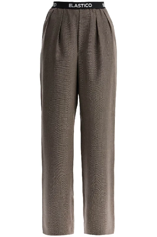 Moschino Women's Elastic Waistband Pants Trendy Tapered Pants