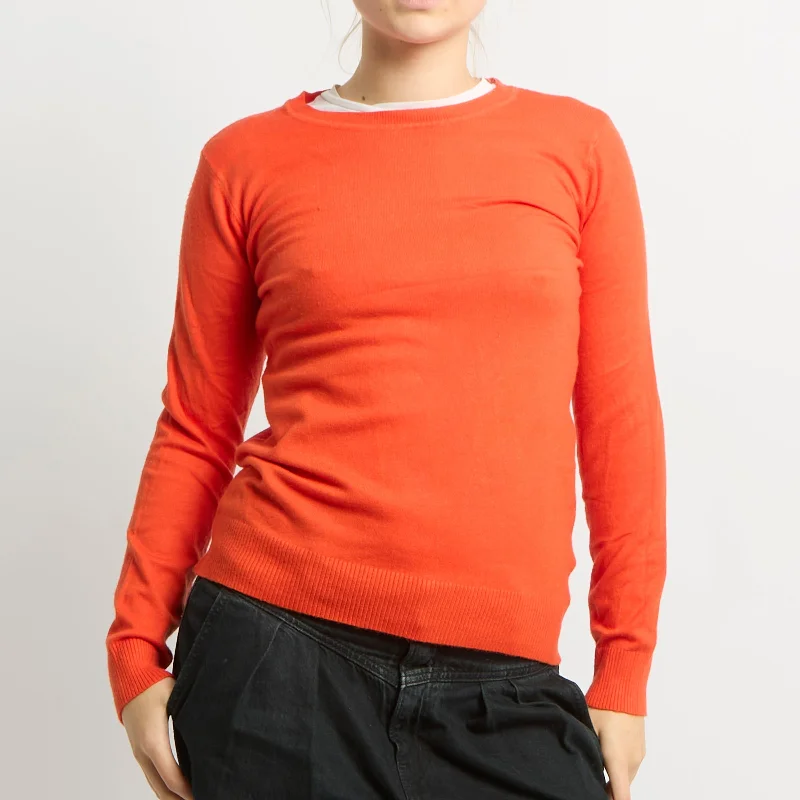 Fine Knitted Sweatshirt - UK 8 Hoodie with Bell Sleeves Flared Feminine