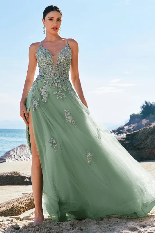Green A-Line Spaghetti Straps Tulle Long Prom Dress with Criss Cross Back Tunics Formal black Green A-Line Spaghetti Straps Tulle Long Prom Dress with Criss Cross Back Tunics Formal black