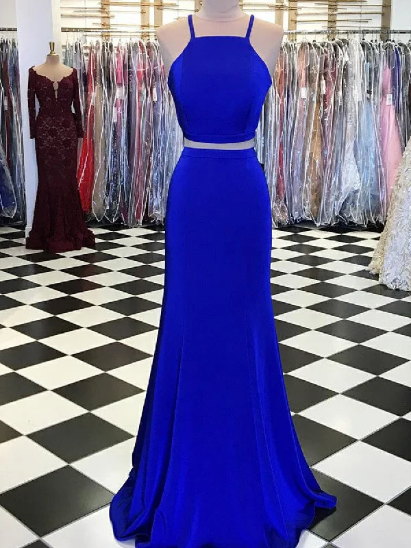 Custom Made A Line 2 Pieces Royal Blue Prom Dresses, 2 Pieces Royal Blue Formal/Graduation Dreses Tunics Formal black Custom Made A Line 2 Pieces Royal Blue Prom Dresses, 2 Pieces Royal Blue Formal/Graduation Dreses Tunics Formal black
