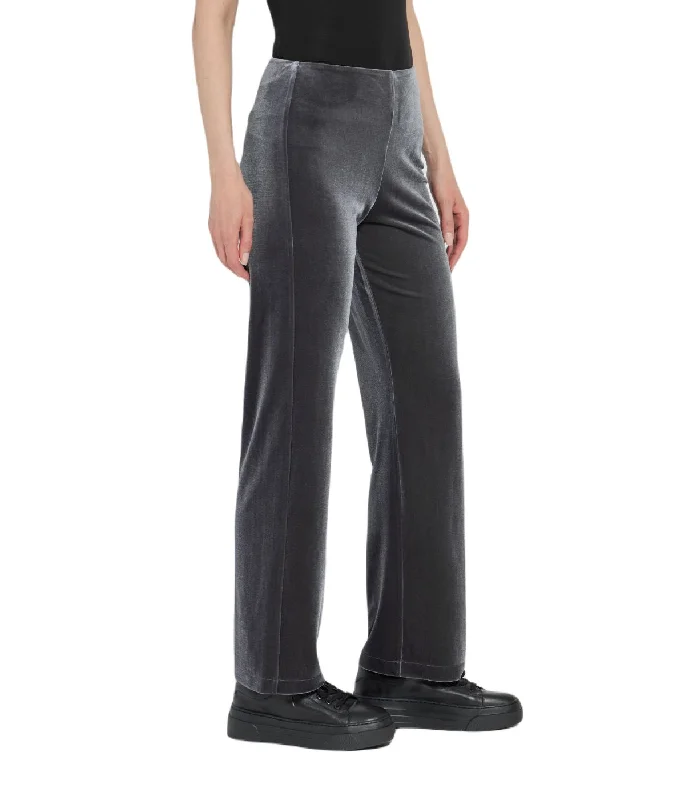 Velvet Pant Solid Charcoal Modern Stretch Trousers