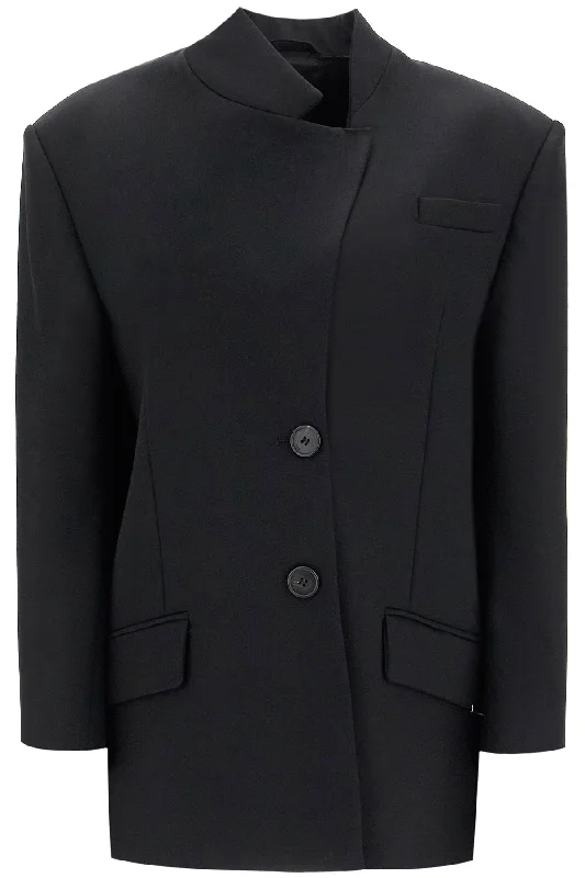 Asymmetric Wool Blazer For Women's Classic Blazer