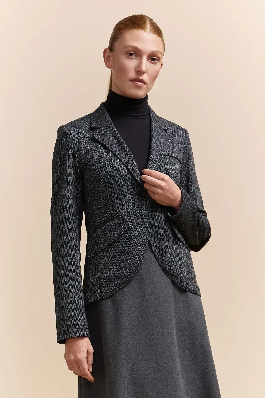Stretch Fitted blazer with elbow patch Slimming Women's Blazer