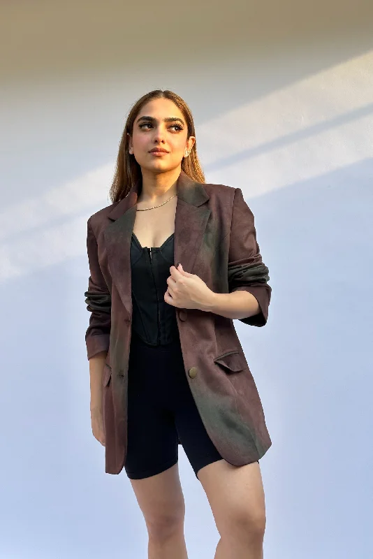 Rust Grunge Oversized Blazer Women's Daily Blazer