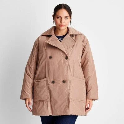 Future Collective Reese Women's Plus Winter Mini Puffer Trench Coat Jacket Cotton Jacket Linen Jacket Terry Jacket