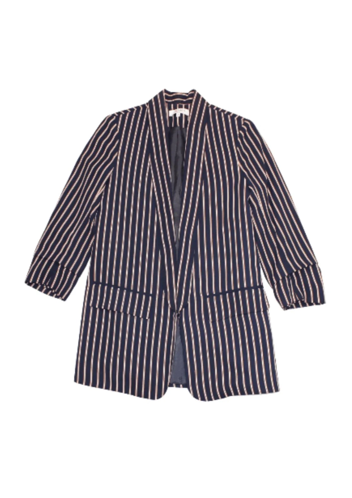 DARK PINK STRIPED BLAZER Women's Trench Blazer