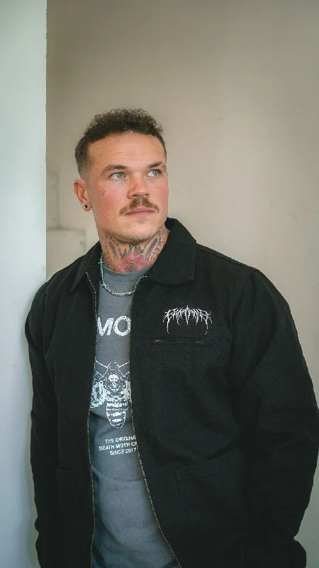 Metal Logo Canvas Jacket Black Belted Jacket Elasticated Jacket Padded Jacket