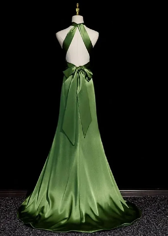 Elegant Halter Open Back Green A-Line Long Formal Party Dress, DP3458 Tunics New arrival