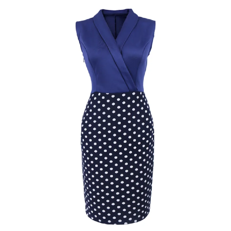 Summer Polk Dot Office Lady Blazer Sheath Dresses Women's Premium Blazer