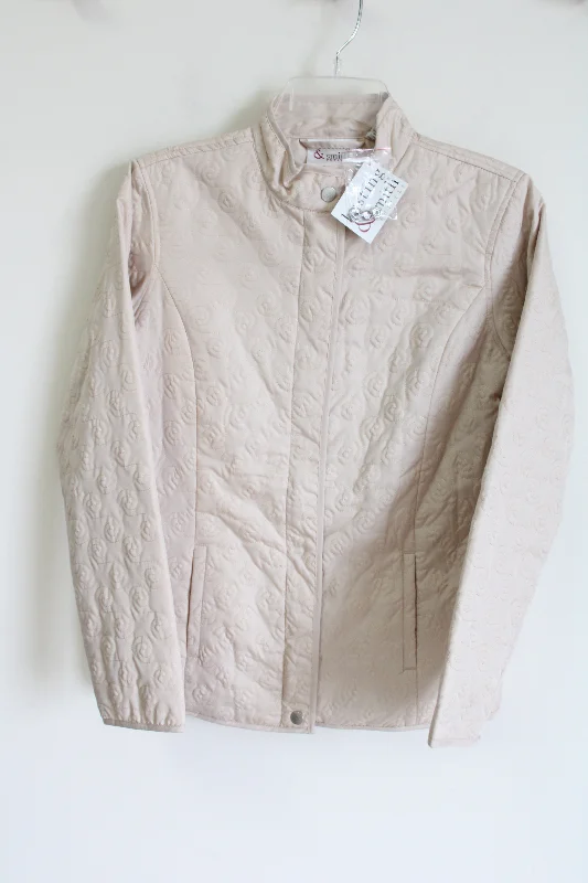 NEW Hasting & Smith Cream Embroidered Jacket | S Petite Fleece Jacket Down Jacket Parka