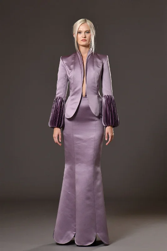 Satin blazer with open back dress Women's Luxurious Jacket