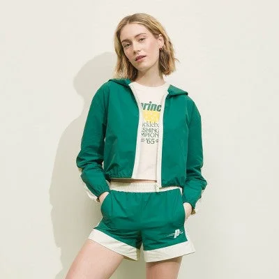 New - Prince Pickleball Women's Woven Zip-Front Hooded Jacket - Green XXL One-Shoulder Jacket Off-the-Shoulder Jacket Asymmetrical Jacket